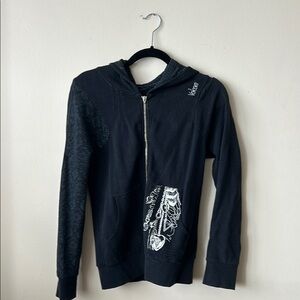 Vintage 90’s -Volcom Black Graphic Zip-Up Hoodie
